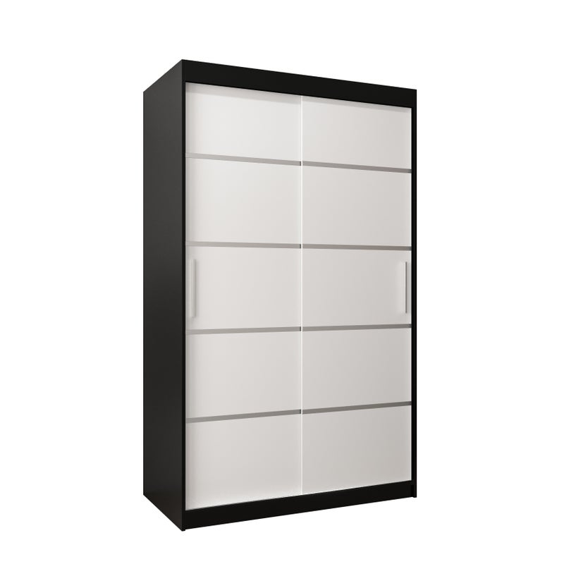 Szafa przesuwna garderoba Verona 1 120 x 62 x 200 cm Czarny + Biały - Abiks Meble