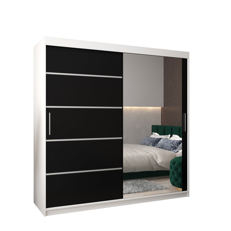Szafa przesuwna garderoba Verona 2 200 x 62 x 200 cm Biały + Czarny - Abiks Meble