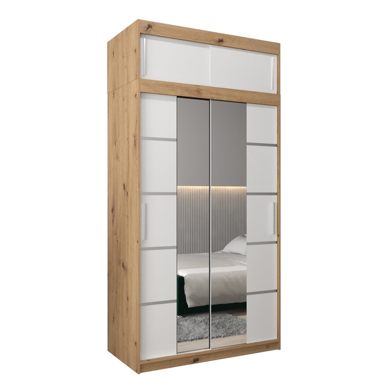 Szafa przesuwna z nadstawką garderoba Verona 4 120 x 62 x 240 cm Artisan + Biały - Abiks Meble