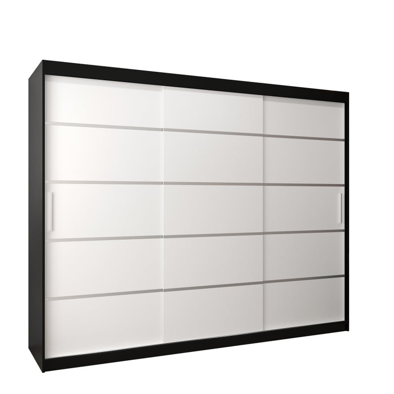 Szafa przesuwna garderoba Verona 1 250 x 62 x 200 cm Czarny + Biały - Abiks Meble