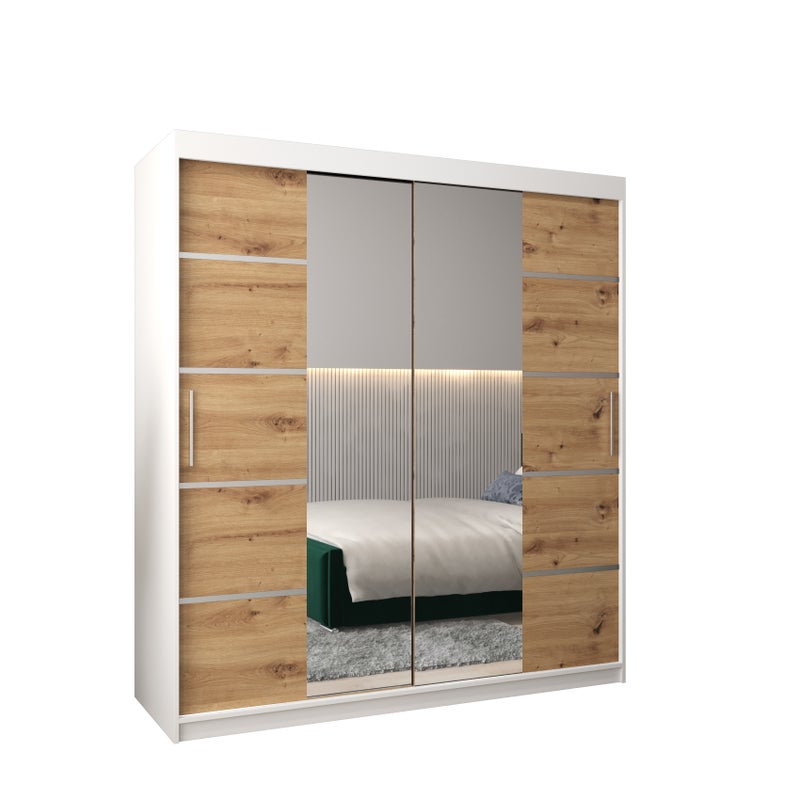 Szafa przesuwna garderoba Verona 4 180 x 62 x 200 cm Biały + Artisan - Abiks Meble