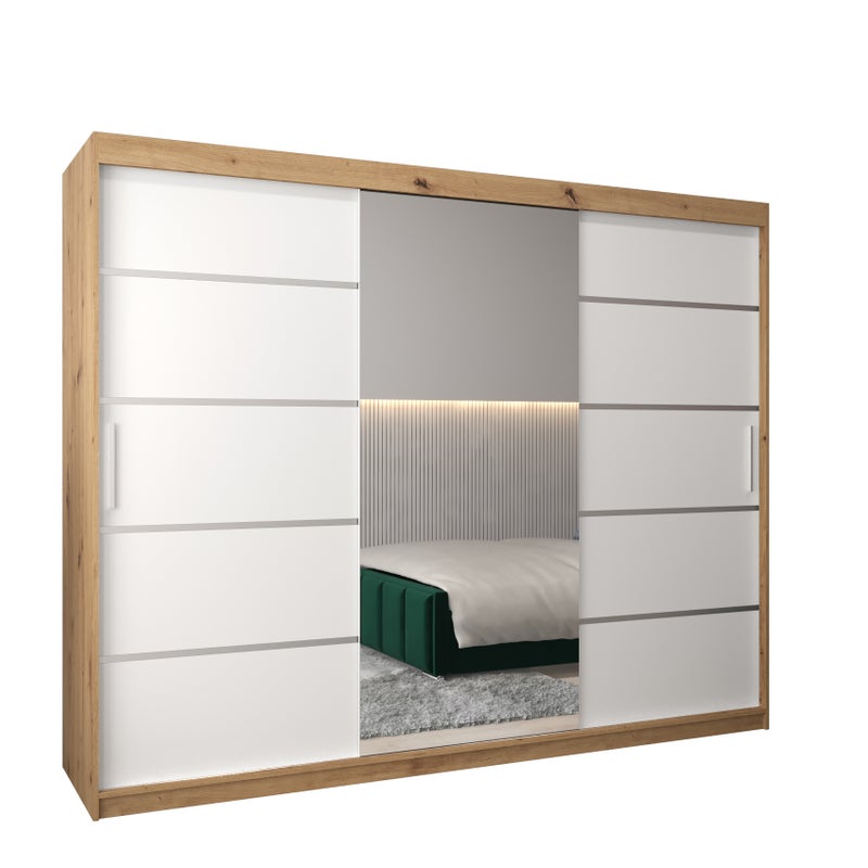 Szafa przesuwna garderoba Verona 2 250 x 62 x 200 cm Artisan + Biały - Abiks Meble