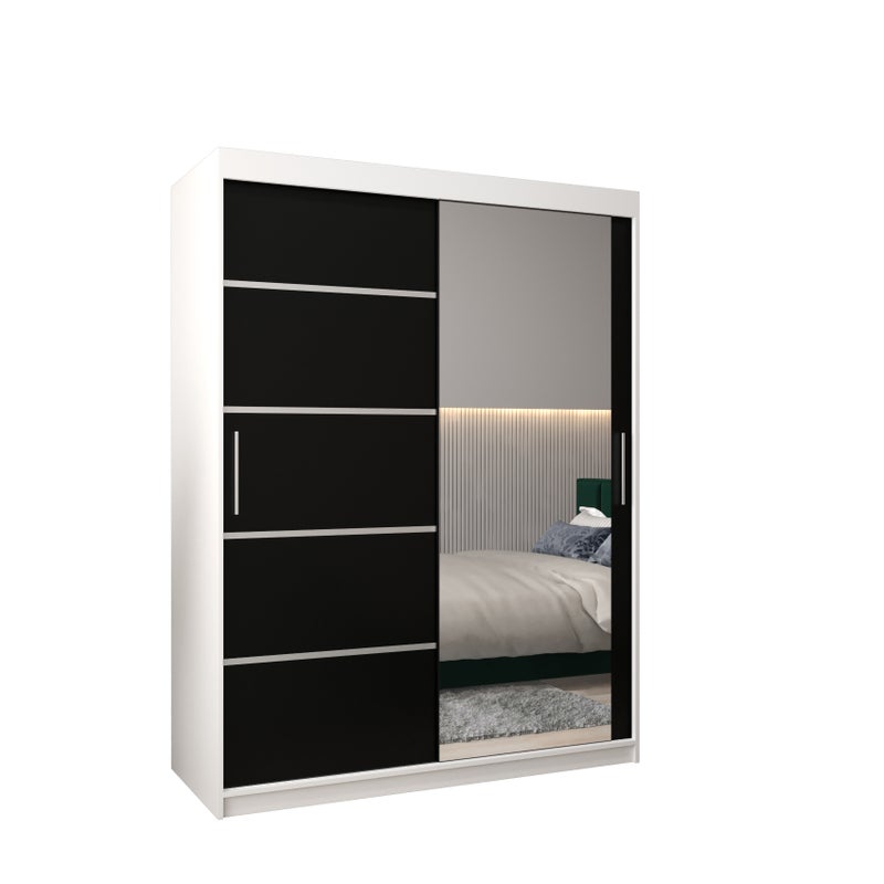 Szafa przesuwna garderoba Verona 2 150 x 62 x 200 cm Biały + Czarny - Abiks Meble