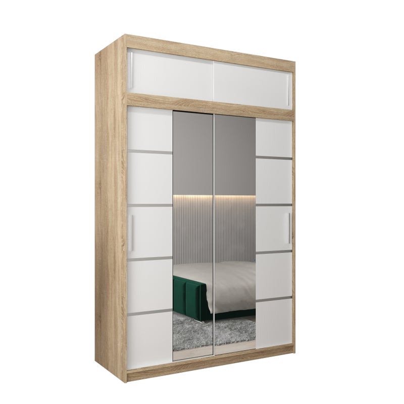 Szafa przesuwna z nadstawką garderoba Verona 4 150 x 62 x 240 cm Sonoma + Biały - Abiks Meble