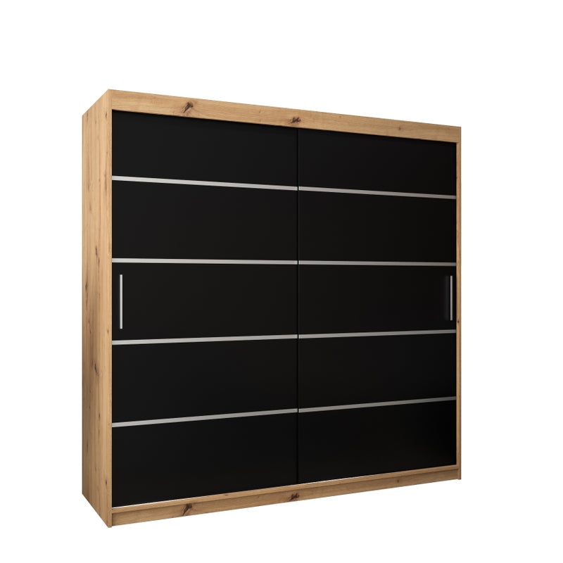 Szafa przesuwna garderoba Verona 1 200 x 62 x 200 cm Artisan + Czarny - Abiks Meble