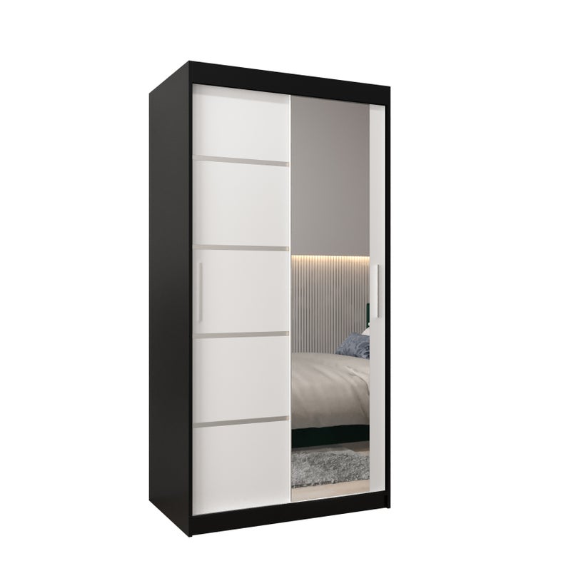 Szafa przesuwna garderoba Verona 2 100 x 62 x 200 cm Czarny + Biały - Abiks Meble