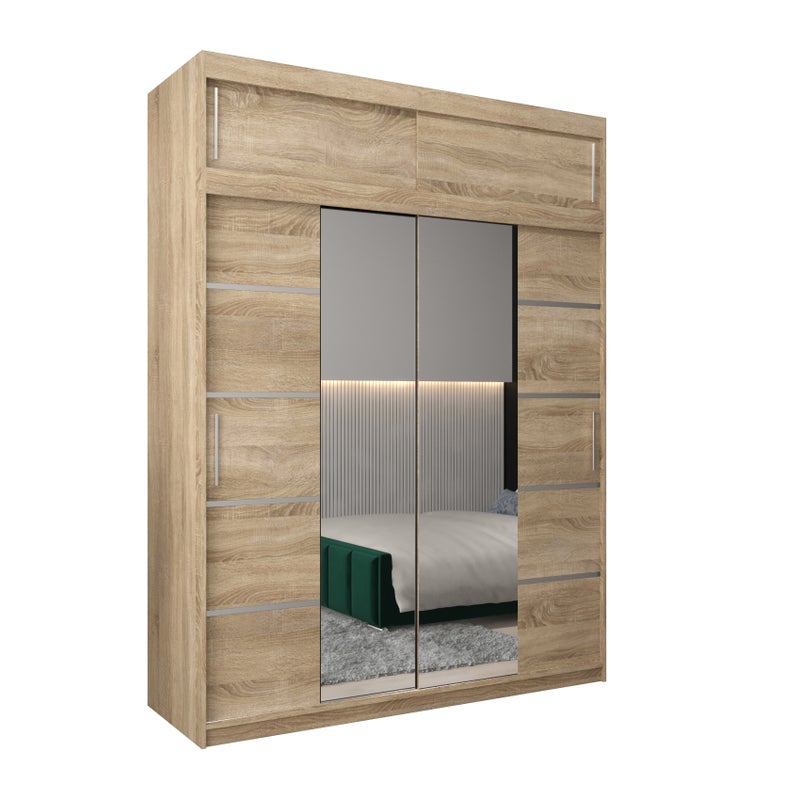 Szafa przesuwna z nadstawką garderoba Verona 4 180 x 62 x 240 cm Sonoma - Abiks Meble