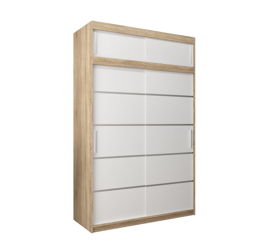 Szafa przesuwna z nadstawką garderoba Verona 1 150 x 62 x 240 cm Sonoma + Biały - Abiks Meble