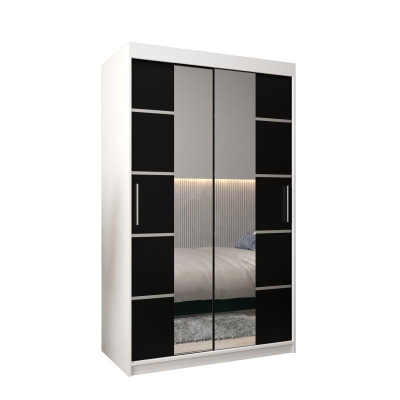 Szafa przesuwna garderoba Verona 4 120 x 62 x 200 cm Biały + Czarny - Abiks Meble
