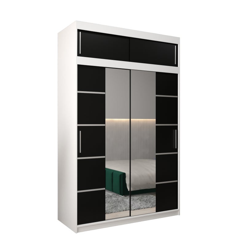Szafa przesuwna z nadstawką garderoba Verona 4 150 x 62 x 240 cm Biały + Czarny - Abiks Meble