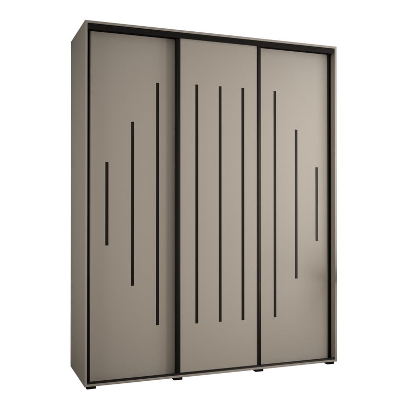 Szafa przesuwna wysoka Dakota 12 190 x 45 x 235,2 cm kaszmir + u. czarny - Abiks Meble