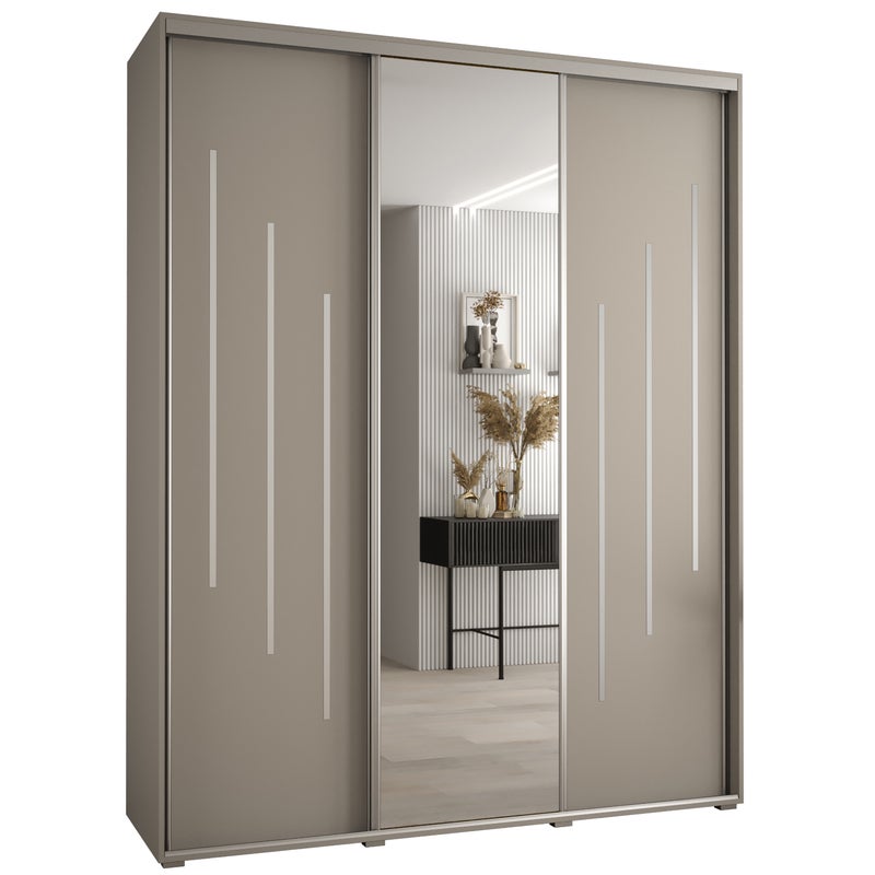 Szafa przesuwna z lustrem wysoka Dakota 9 190 x 45 x 235,2 cm kaszmir + u. Srebrny - Abiks Meble