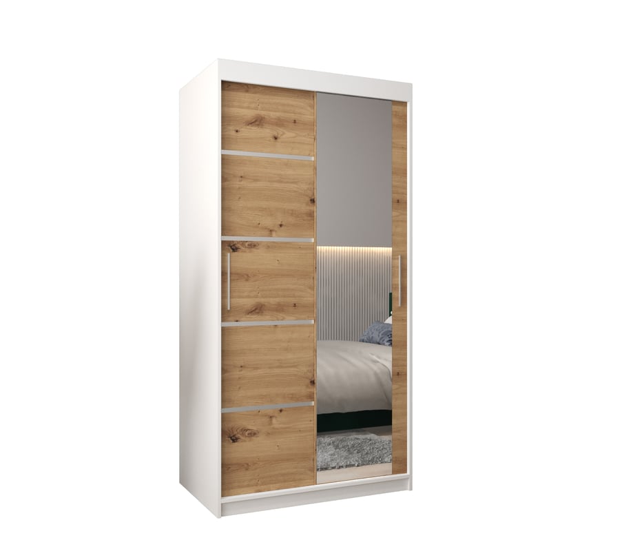 Szafa przesuwna garderoba Verona 2 100 x 62 x 200 cm Biały + Artisan - Abiks Meble