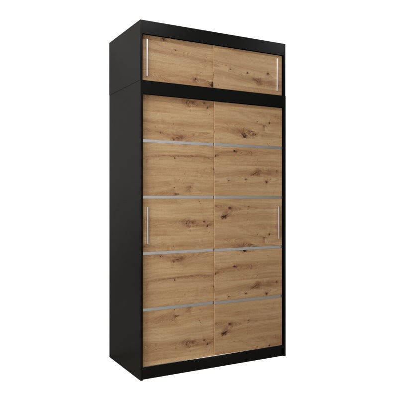 Szafa przesuwna z nadstawką garderoba Verona 1 120 x 62 x 240 cm Czarny + Artisan - Abiks Meble