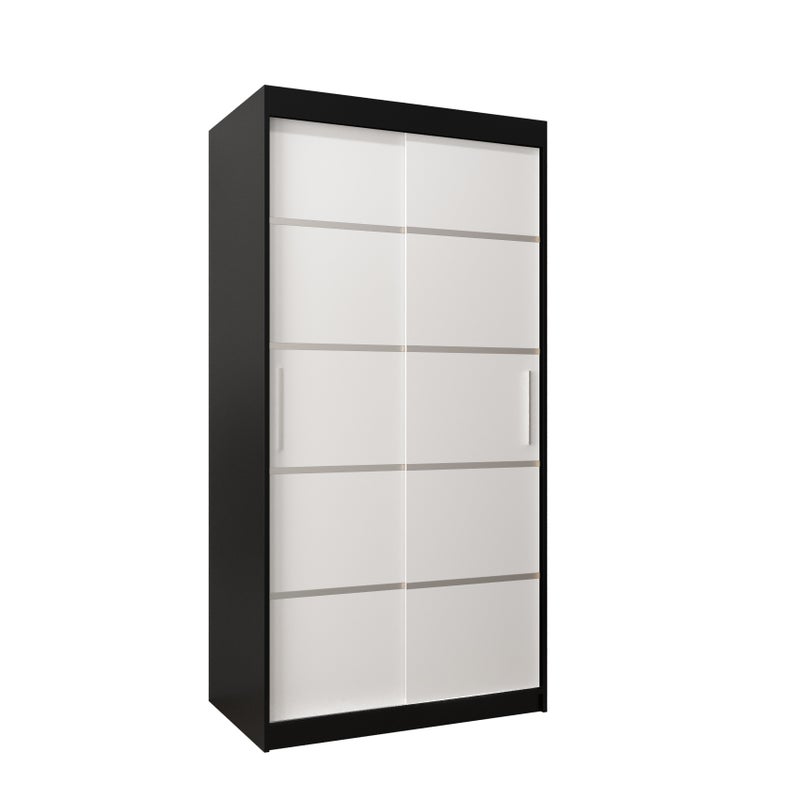 Szafa przesuwna garderoba Verona 1 100 x 62 x 200 cm Czarny + Biały - Abiks Meble