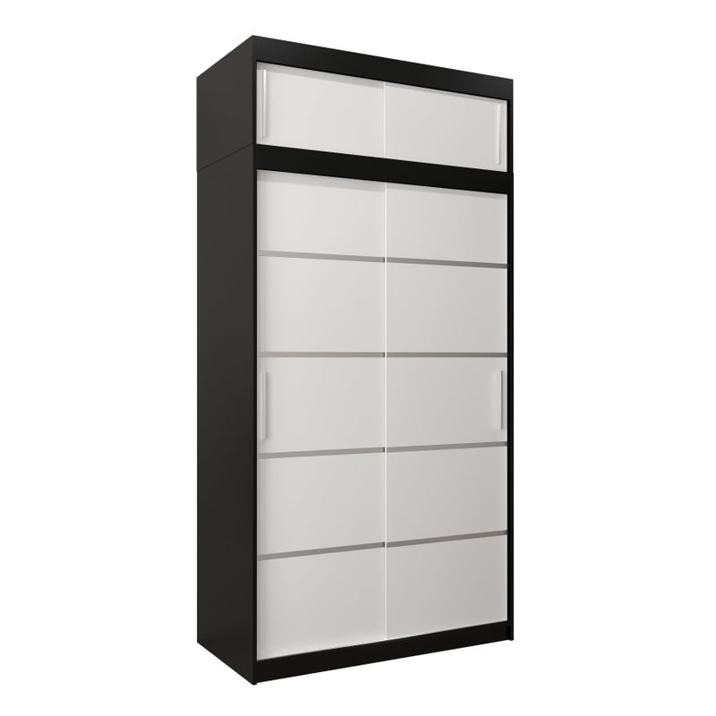 Szafa przesuwna z nadstawką garderoba Verona 1 120 x 62 x 240 cm Czarny + Biały - Abiks Meble