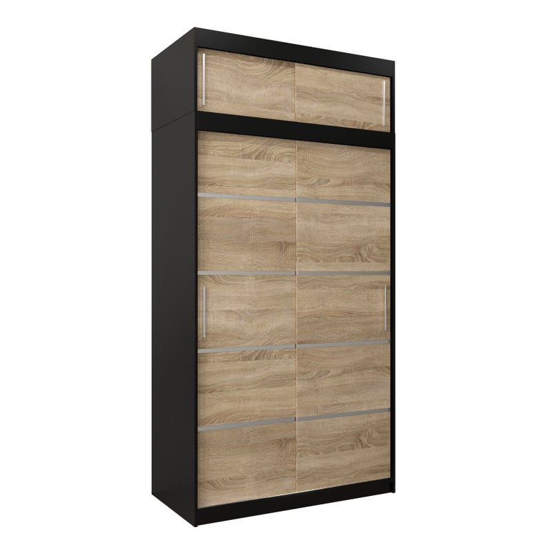 Szafa przesuwna z nadstawką garderoba Verona 1 120 x 62 x 240 cm Czarny + Sonoma - Abiks Meble