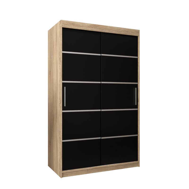 Szafa przesuwna garderoba Verona 1 120 x 62 x 200 cm Sonoma + Czarny - Abiks Meble