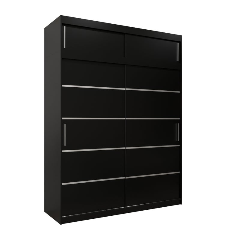Szafa przesuwna z nadstawką garderoba Verona 1 180 x 62 x 240 cm Czarny + Czarny - Abiks Meble