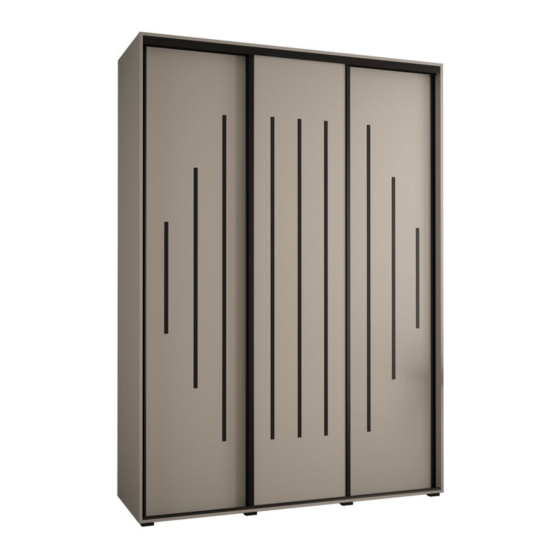 Szafa przesuwna wysoka Dakota 12 180 x 45 x 235,2 cm kaszmir + u. czarny - Abiks Meble