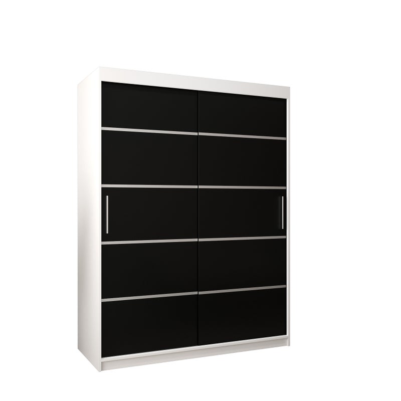 Szafa przesuwna garderoba Verona 1 150 x 62 x 200 cm Biały + Czarny - Abiks Meble