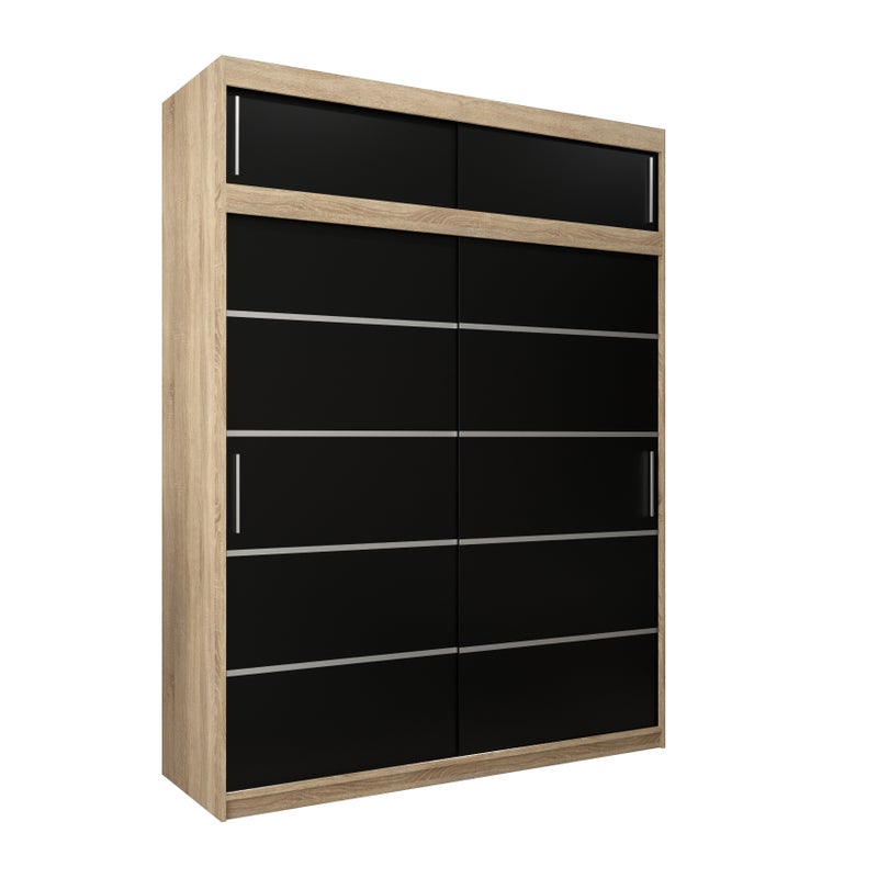 Szafa przesuwna z nadstawką garderoba Verona 1 180 x 62 x 240 cm Sonoma + Czarny - Abiks Meble