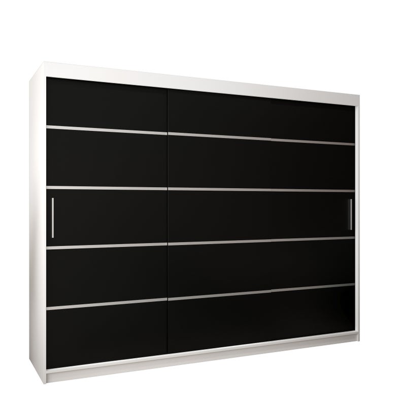 Szafa przesuwna garderoba Verona 1 250 x 62 x 200 cm Biały + Czarny - Abiks Meble