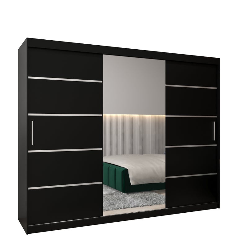 Szafa przesuwna garderoba Verona 2 250 x 62 x 200 cm Czarny + Czarny - Abiks Meble