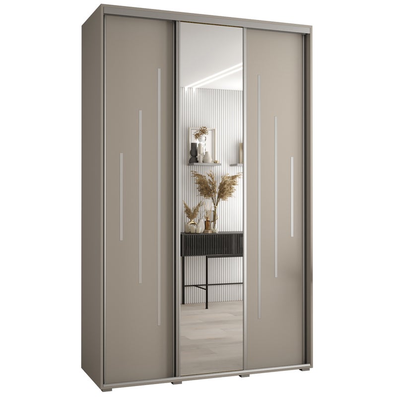 Szafa przesuwna z lustrem wysoka Dakota 13 150 x 45 x 235,2 cm kaszmir + u. Srebrny - Abiks Meble