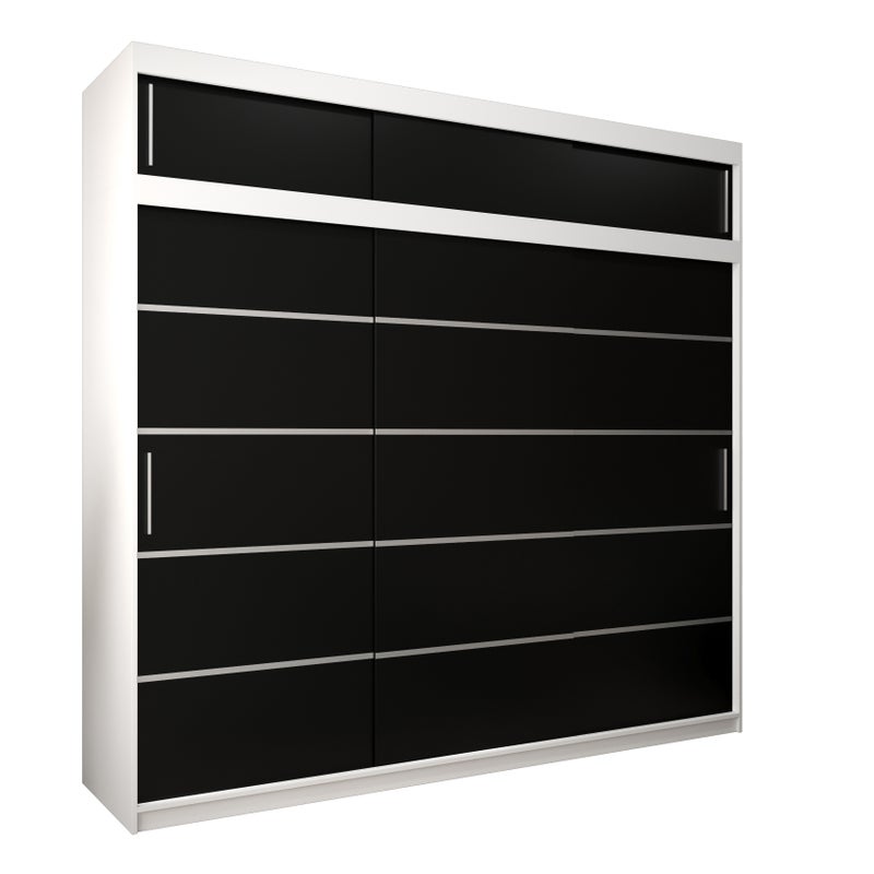 Szafa przesuwna z nadstawką garderoba Verona 1 250 x 62 x 240 cm Biały + Czarny - Abiks Meble