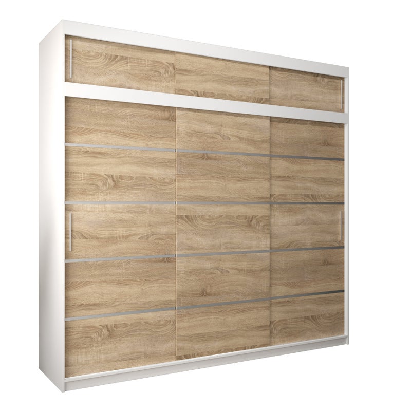 Szafa przesuwna z nadstawką garderoba Verona 1 250 x 62 x 240 cm Biały + Sonoma - Abiks Meble