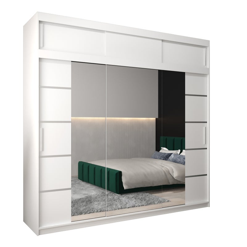 Szafa przesuwna z nadstawką garderoba Verona 4 250 x 62 x 240 cm Biały - Abiks Meble