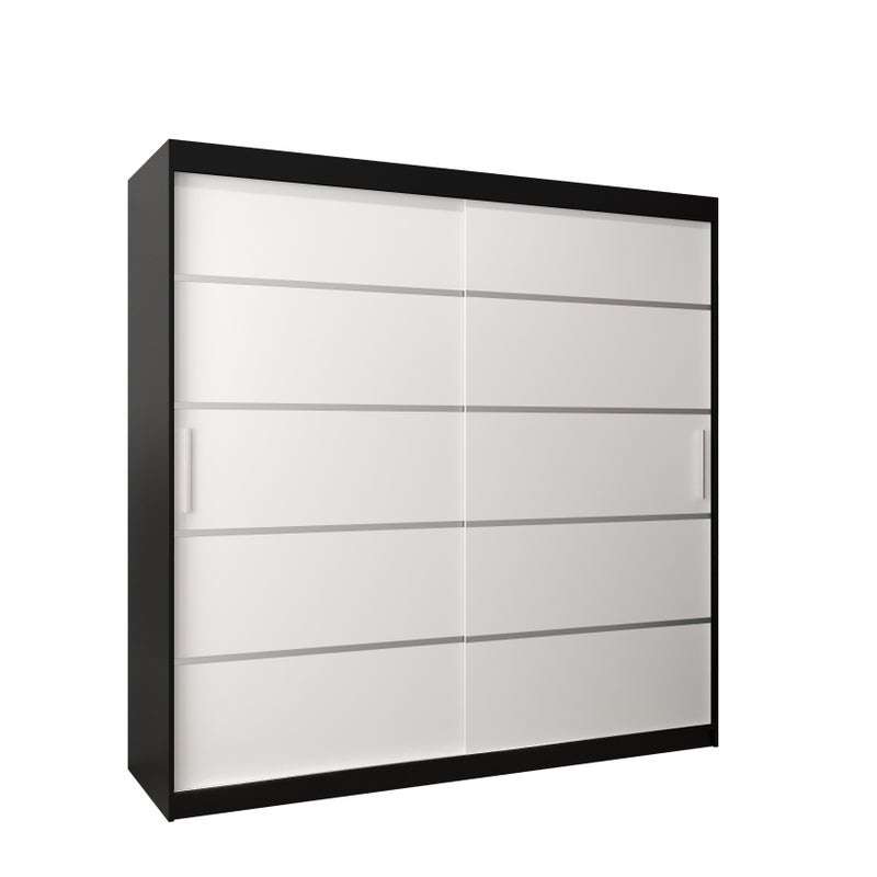 Szafa przesuwna garderoba Verona 1 200 x 62 x 200 cm Czarny + Biały - Abiks Meble