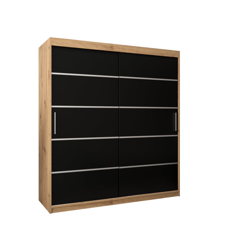 Szafa przesuwna garderoba Verona 1 180 x 62 x 200 cm Artisan + Czarny - Abiks Meble