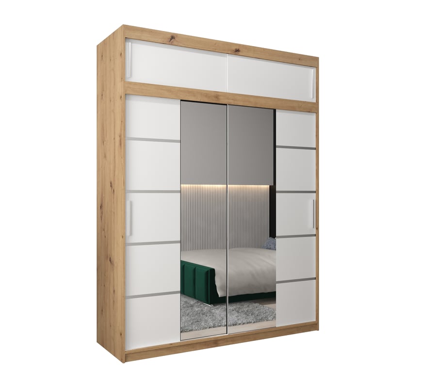 Szafa przesuwna z nadstawką garderoba Verona 4 180 x 62 x 240 cm Artisan + Biały - Abiks Meble