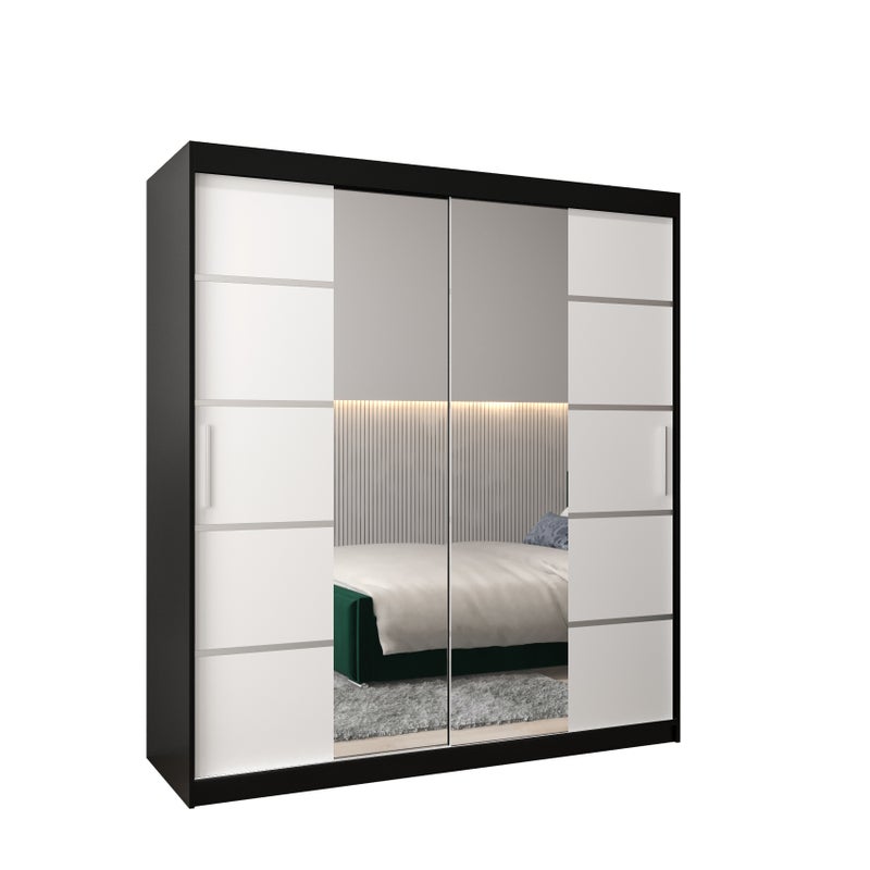 Szafa przesuwna garderoba Verona 4 180 x 62 x 200 cm Czarny + Biały - Abiks Meble