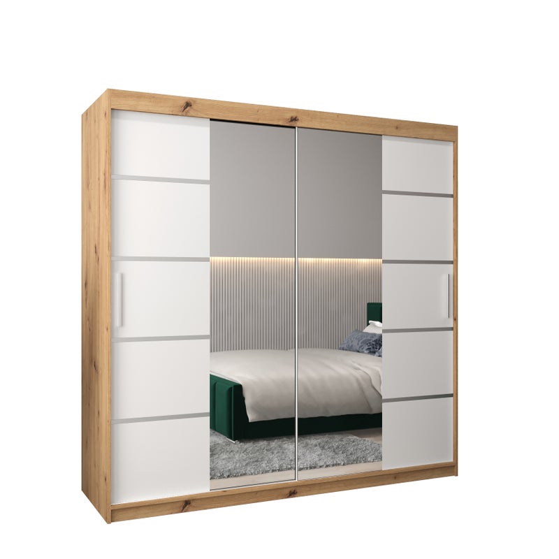 Szafa przesuwna garderoba Verona 4 200 x 62 x 200 cm Artisan + Biały - Abiks Meble