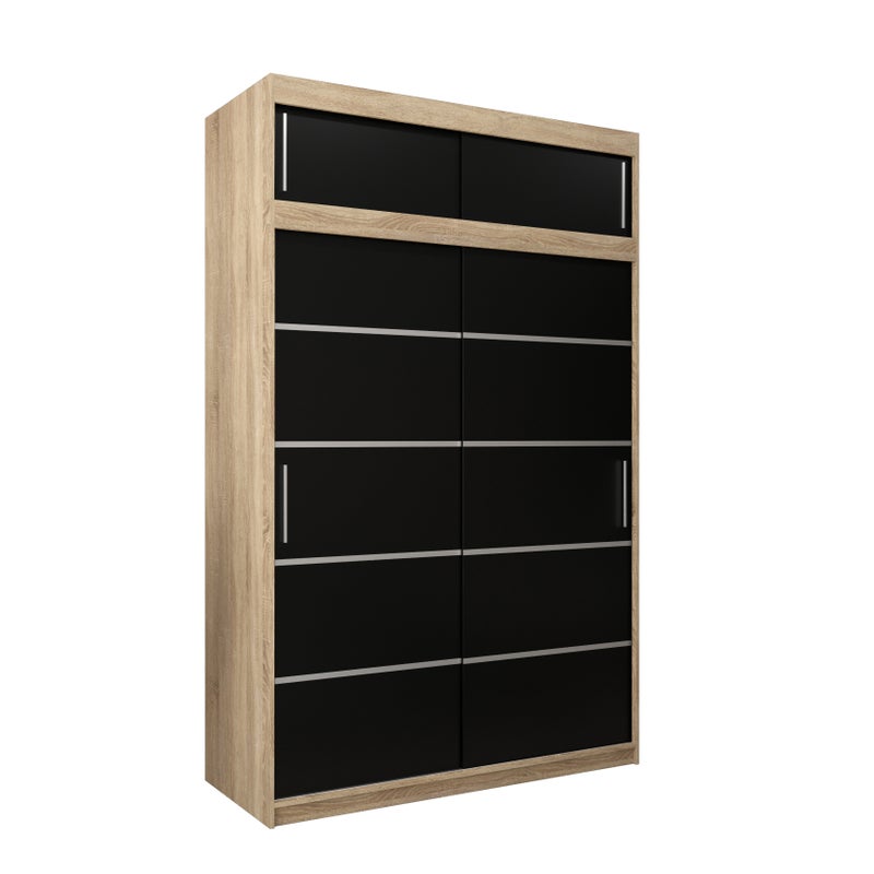 Szafa przesuwna z nadstawką garderoba Verona 1 150 x 62 x 240 cm Sonoma + Czarny - Abiks Meble