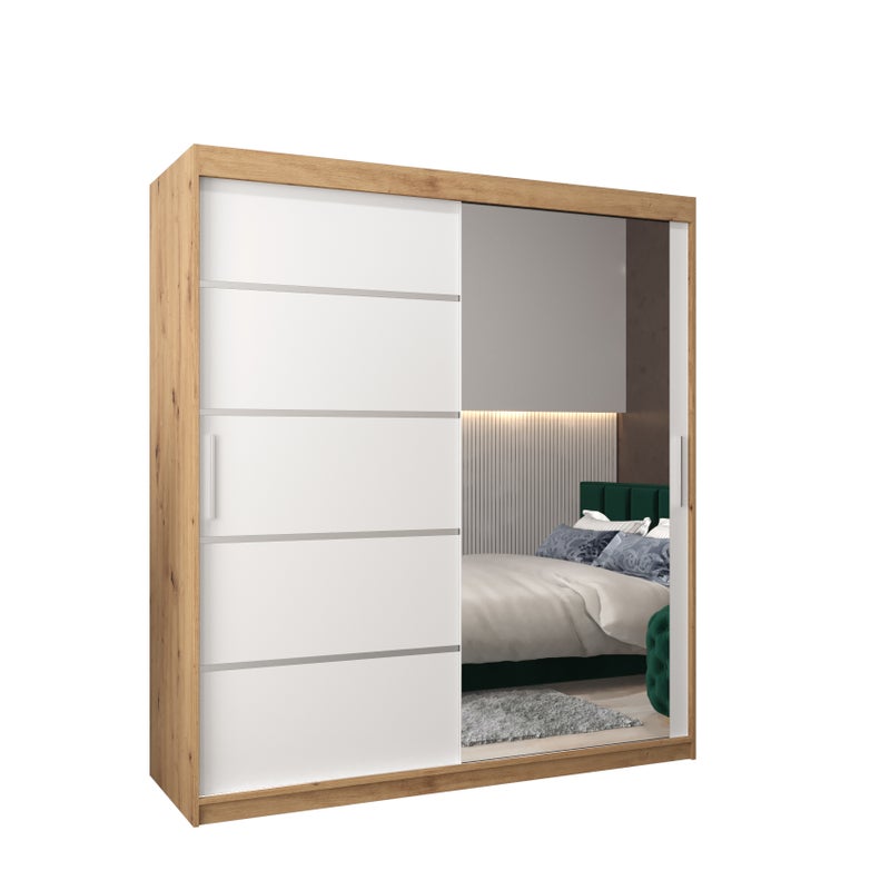 Szafa przesuwna garderoba Verona 2 180 x 62 x 200 cm Artisan + Biały - Abiks Meble