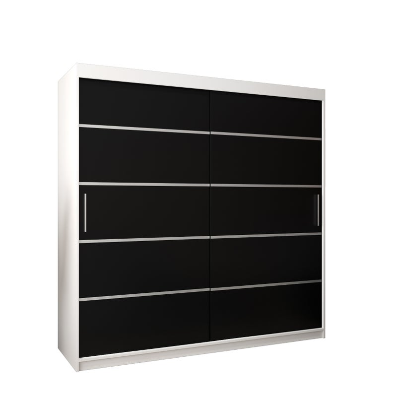 Szafa przesuwna garderoba Verona 1 200 x 62 x 200 cm Biały + Czarny - Abiks Meble