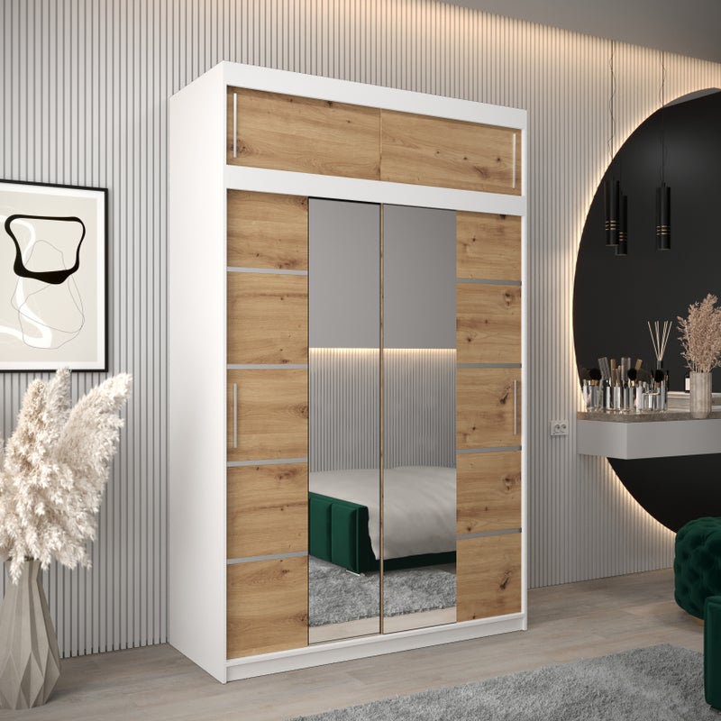 Szafa przesuwna z nadstawką garderoba Verona 4 150 x 62 x 240 cm Biały + Artisan - Abiks Meble