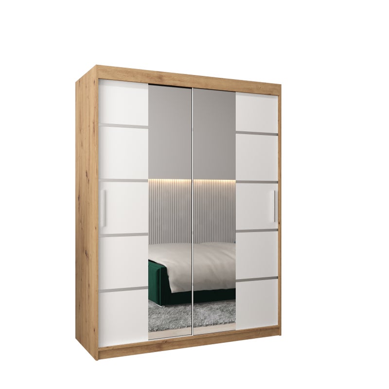 Szafa przesuwna garderoba Verona 4 150 x 62 x 200 cm Artisan + Biały - Abiks Meble