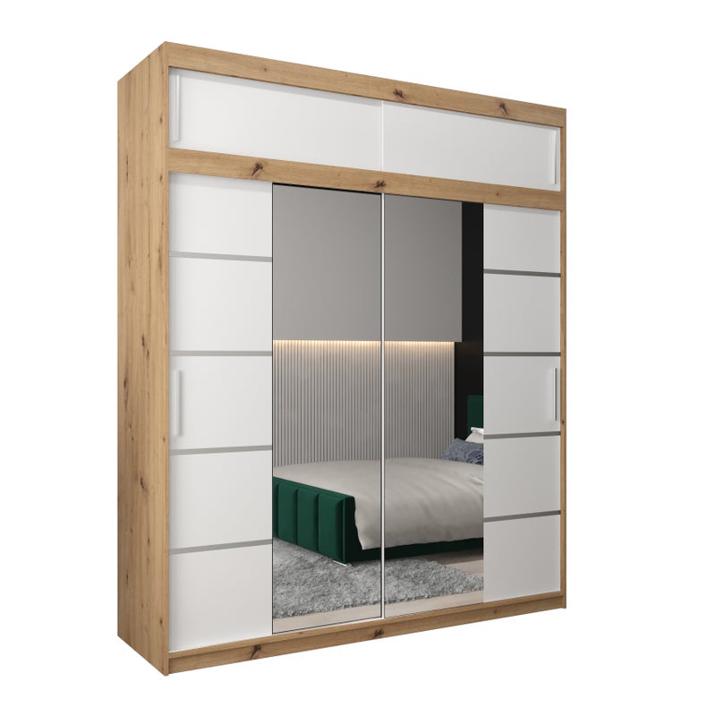 Szafa przesuwna z nadstawką garderoba Verona 4 200 x 62 x 240 cm Artisan + Biały - Abiks Meble