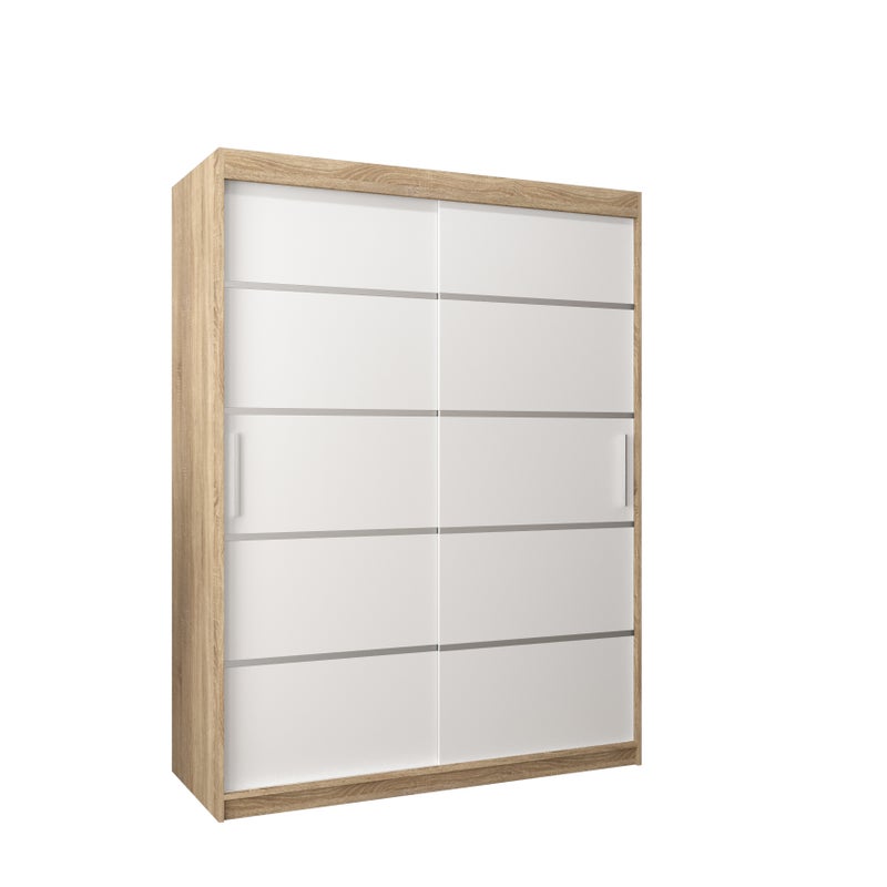 Szafa przesuwna garderoba Verona 1 150 x 62 x 200 cm Sonoma + Czarny - Abiks Meble
