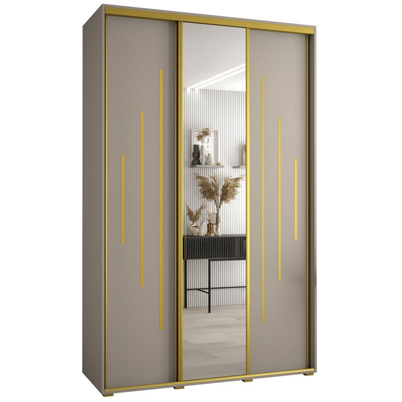 Szafa przesuwna z lustrem wysoka Dakota 13 150 x 45 x 235,2 cm kaszmir + u. Złoty - Abiks Meble