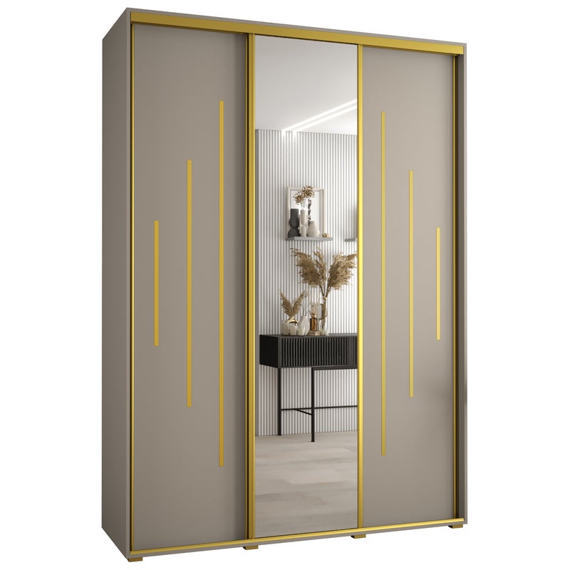 Szafa przesuwna z lustrem wysoka Dakota 13 180 x 45 x 235,2 cm kaszmir + u. Złoty - Abiks Meble