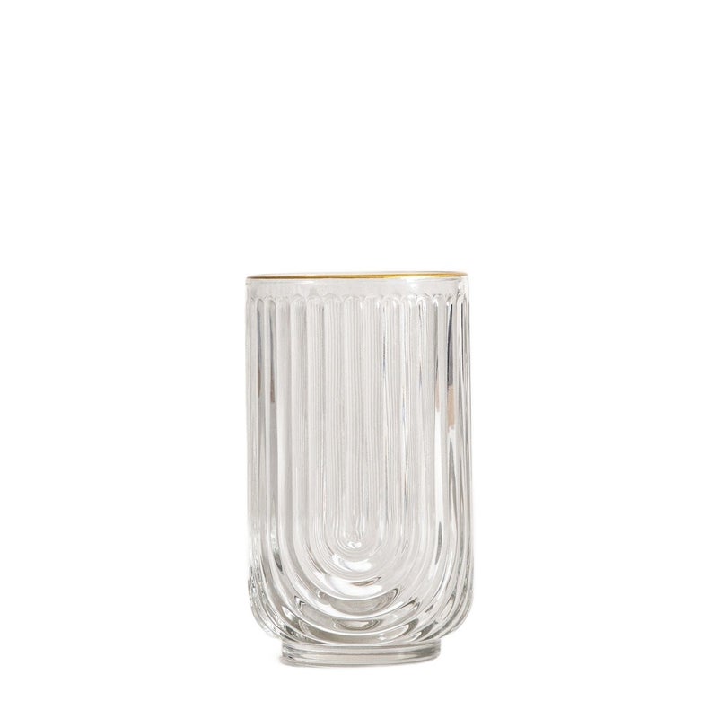 Szklanka MODELLO ze wzorem tęczy i złotym rantem, wysoka 0,5 l HOMLA