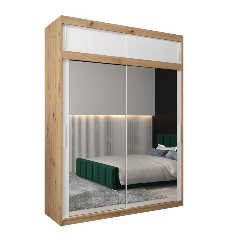 Szafa przesuwna z nadstawką garderoba TOKYO 3 180 x 62 x 240 cm Artisan + Biały - Abiks Meble