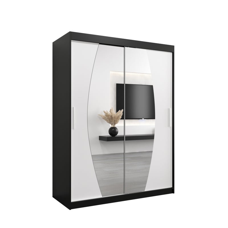 Szafa przesuwna garderoba ELYPSE 150 x 62 x 200 cm Czarny + Biały - Abiks Meble