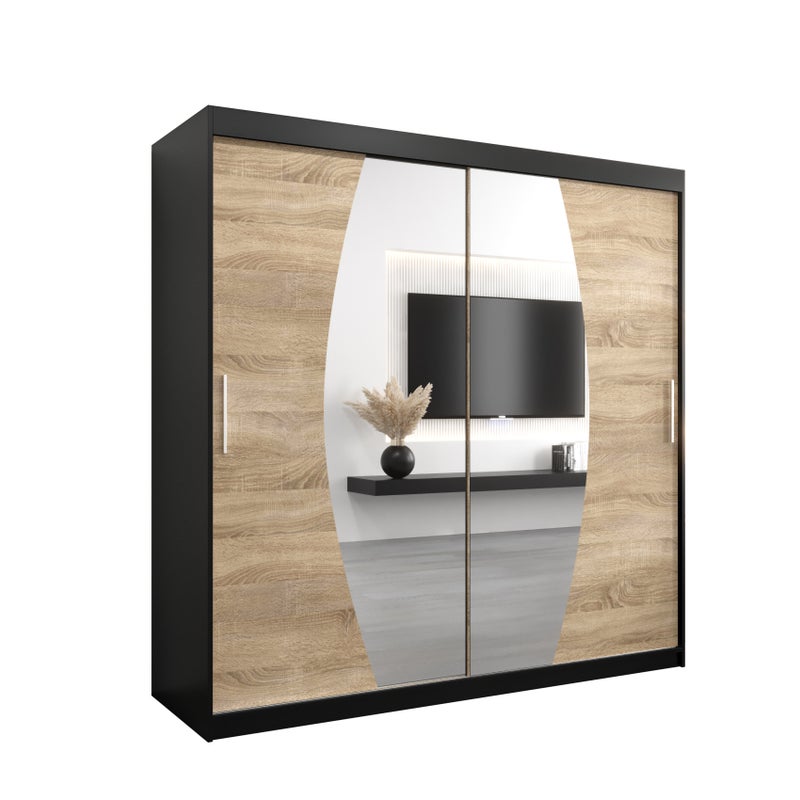 Szafa przesuwna garderoba ELYPSE 200 x 62 x 200 cm Czarny + Sonoma - Abiks Meble